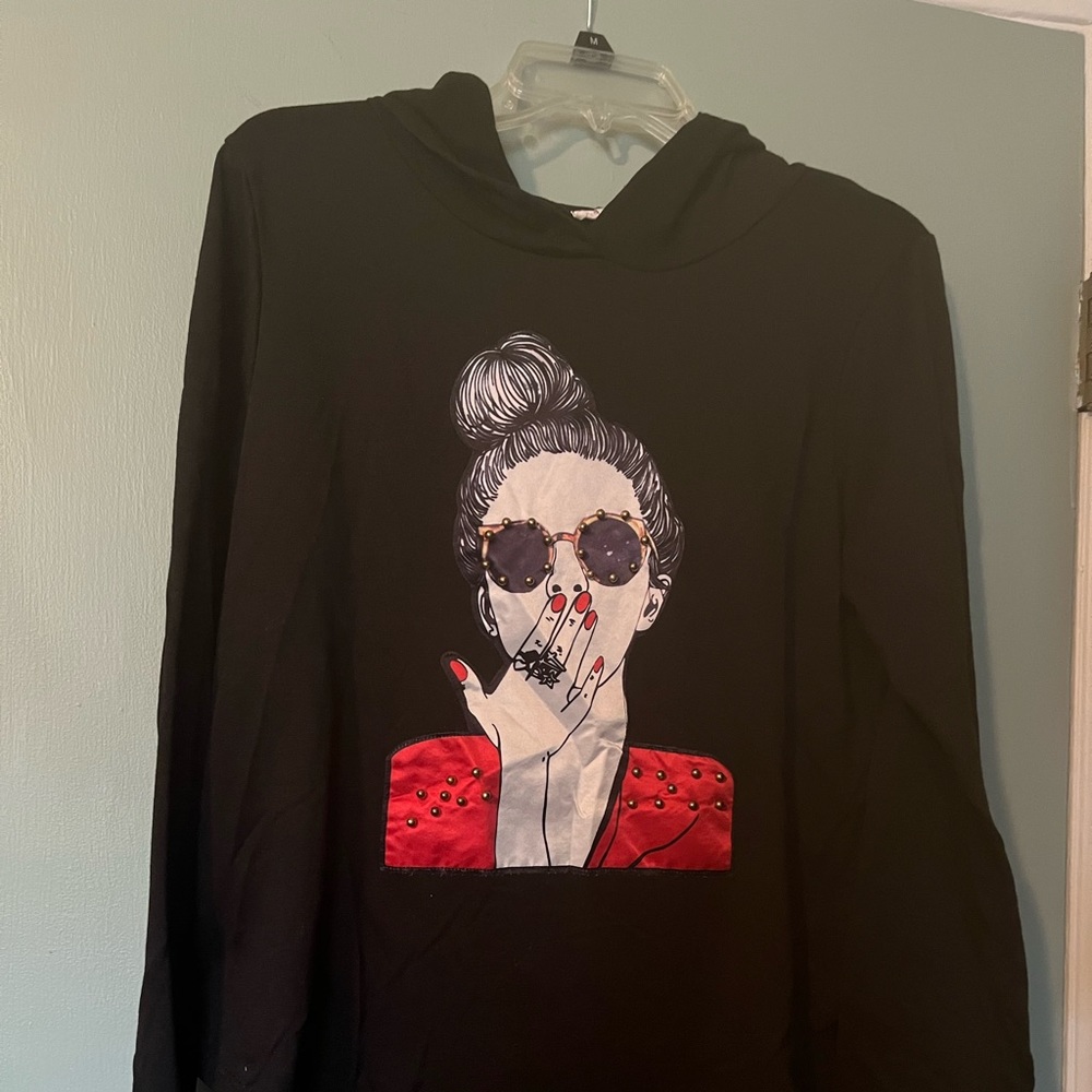 Allysse shirt black med hoodie